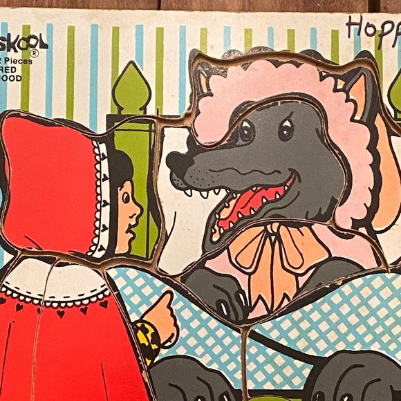 Vintage Wooden PLAYSKOOL Puzzle Little Red Riding Hood - Picture 3 of 5